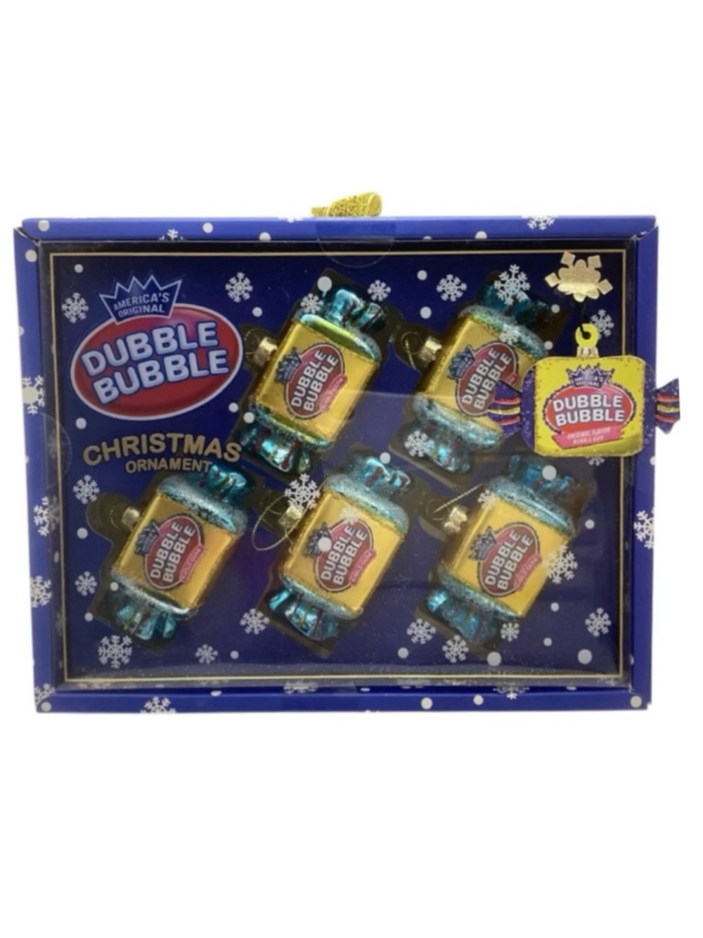 Tootsie Roll Co. 5 pk. “Dubble Bubble” Glass Christmas Ornaments (NWT)